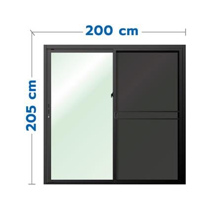 ประตูบานเลื่อน อะลูมิเนียม S-S มุ้ง LYNN OK 200x205 ซม. สีดำ