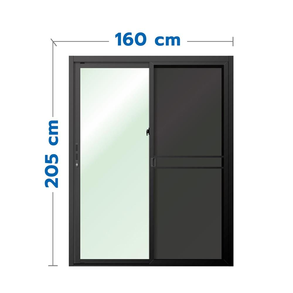 ประตูบานเลื่อน อะลูมิเนียม S-S มุ้ง LYNN OK 160X205 ซม. สีดำ