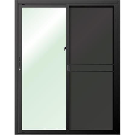 ประตูบานเลื่อน อะลูมิเนียม S-S มุ้ง LYNN OK 160X205 ซม. สีดำ_1
