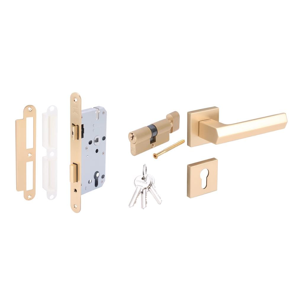 มือจับก้านโยกห้องทั่วไป MORTISE HAFELE 489.11.044 สีทองเหลืองปัดด้าน