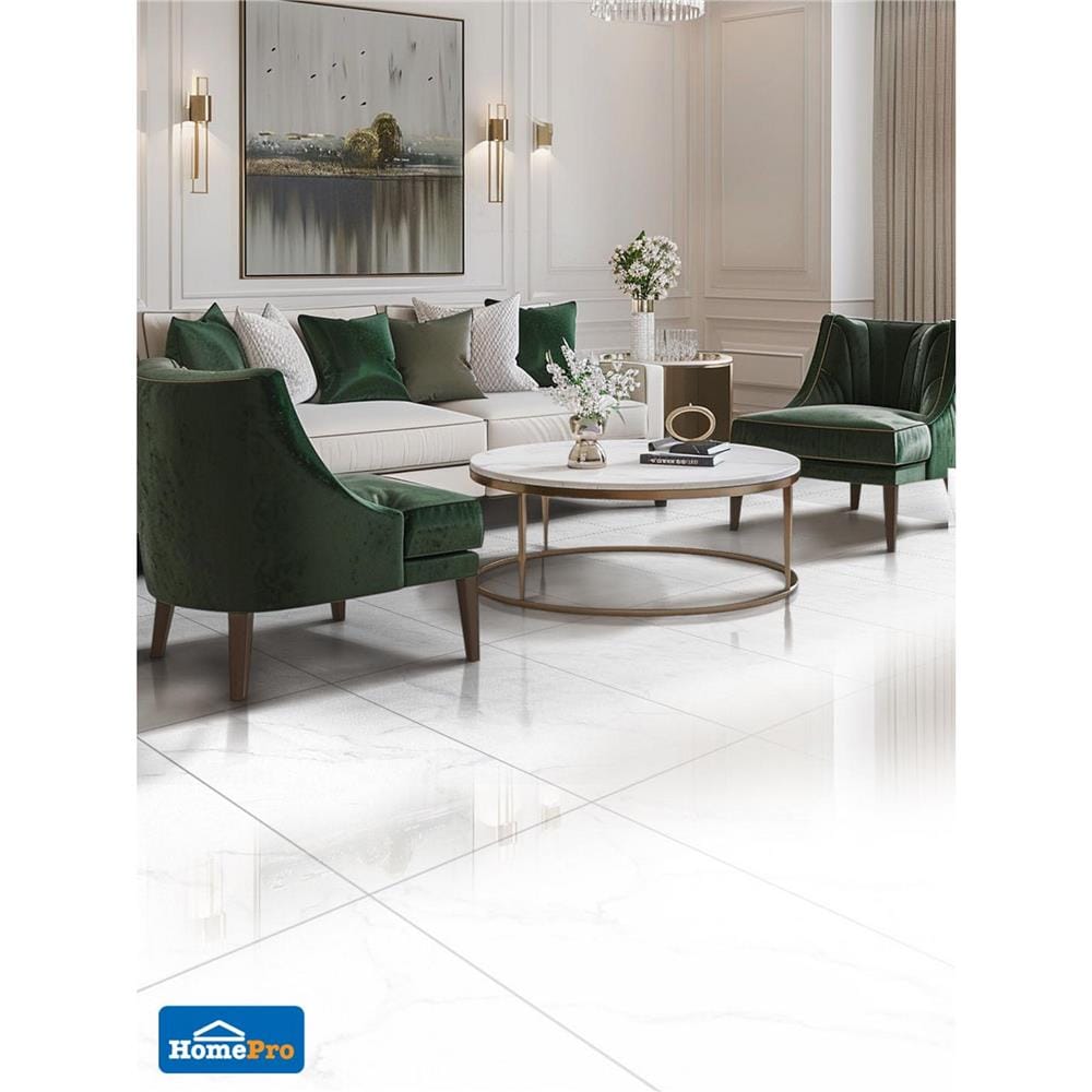กระเบื้องพื้นพอร์ซเลน 60x90 ซม.TARA ซิกน่าเบียงโค่ ขาว 1.62 ตร.ม.