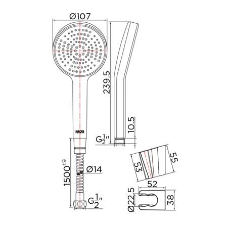 ชุดฝักบัวสายอ่อน 1 ระดับ KARAT FAUCET KS-34-231-11_2