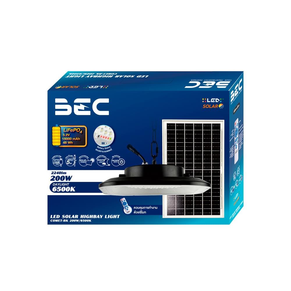 ไฟช่อภายนอก SOLAR BEC COMET-BK 200 วัตต์ DAYLIGHT สีดำ