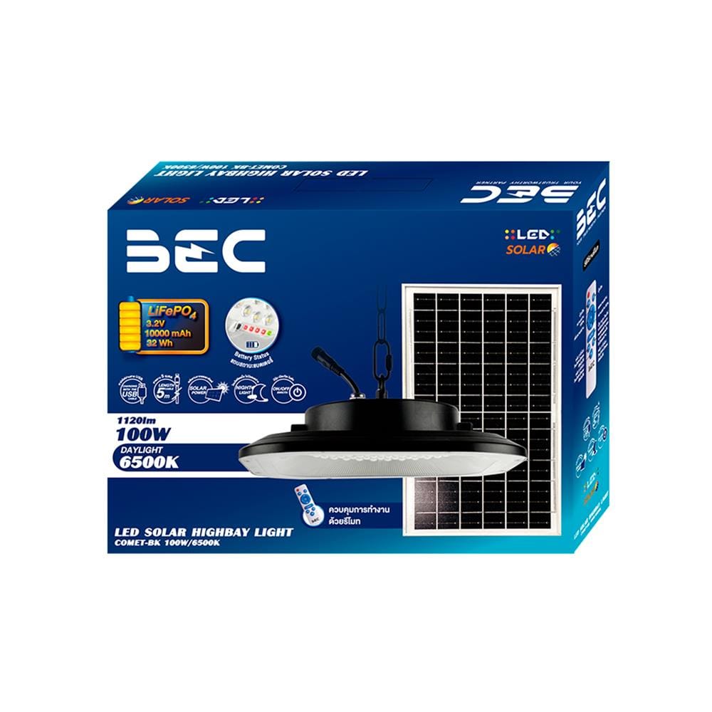 ไฟช่อภายนอก SOLAR BEC COMET-BK 100 วัตต์ DAYLIGHT สีดำ