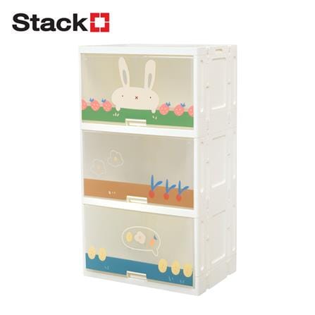 ตู้บานเปิดบน 3 ชั้น STACKO RABBIT 58X40X103 ซม. สีขาว_1