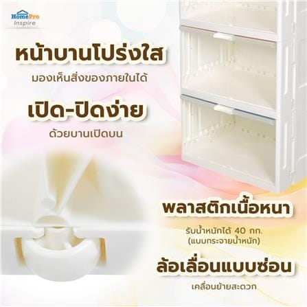 ตู้บานเปิดบน 3 ชั้น STACKO RABBIT 58X40X103 ซม. สีขาว_8