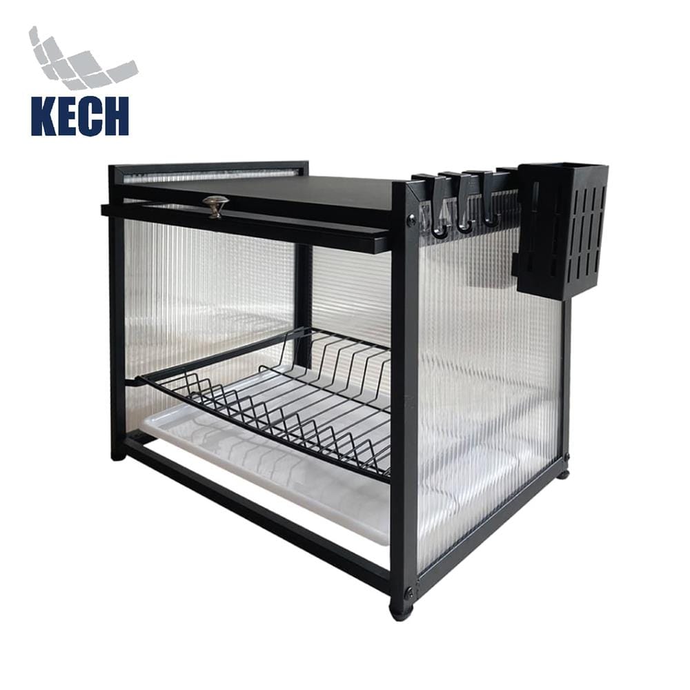 ตู้เก็บจาน 1 ชั้น มาพร้อมที่เก็บช้อนและตะขอ 3 ตัว KECH BLACKY