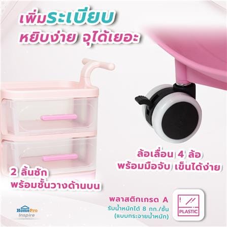 ชั้นวางของ 3 ชั้น STACKO KID VIVE 50X32X78 ซม. สีชมพู_4