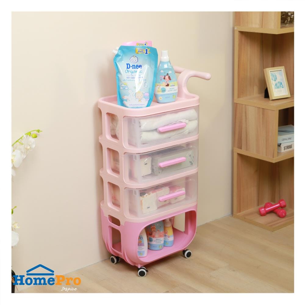 ชั้นวางของ 4 ชั้น STACKO KID VIVE 50X32X94 ซม. สีชมพู