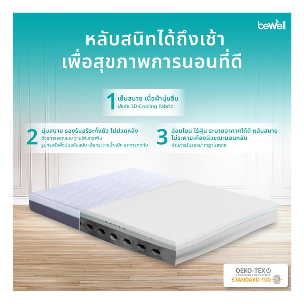 ที่นอนไฮบริด 5 ฟุต BEWELL รุ่น REPOSE