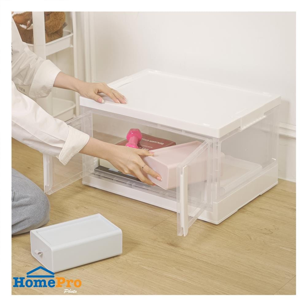 กล่องบานเปิดพับได้ STACKO 55 ลิตร 51X36X30 ซม. สีขาวใส