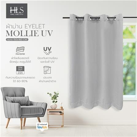 ผ้าม่าน EYELET HOME LIVING STYLE MOLLIE UV 150X160 ซม. สีเทา_5
