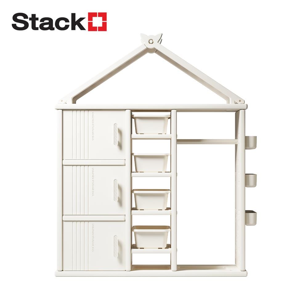 ตู้บานเปิด 3 บาน STACKO KIDDY 123X34X156 ซม. สีขาว_1