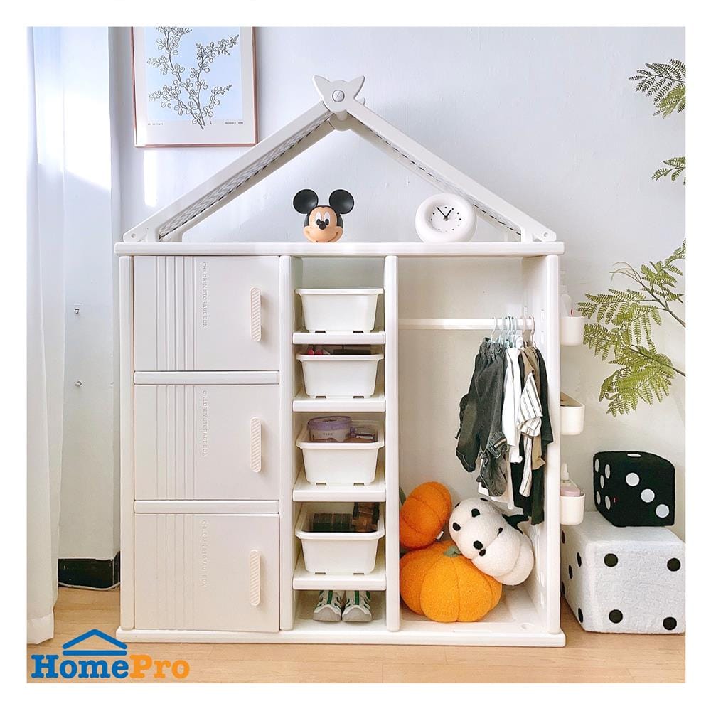 ตู้บานเปิด 3 บาน STACKO KIDDY 123X34X156 ซม. สีขาว