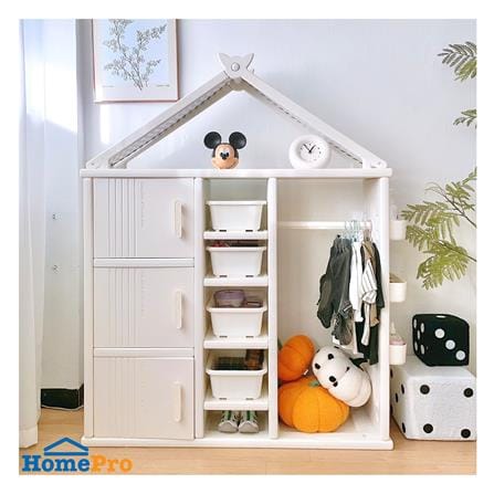ตู้บานเปิด 3 บาน STACKO KIDDY 123X34X156 ซม. สีขาว_4