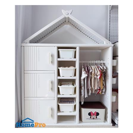 ตู้บานเปิด 3 บาน STACKO KIDDY 123X34X156 ซม. สีขาว_5