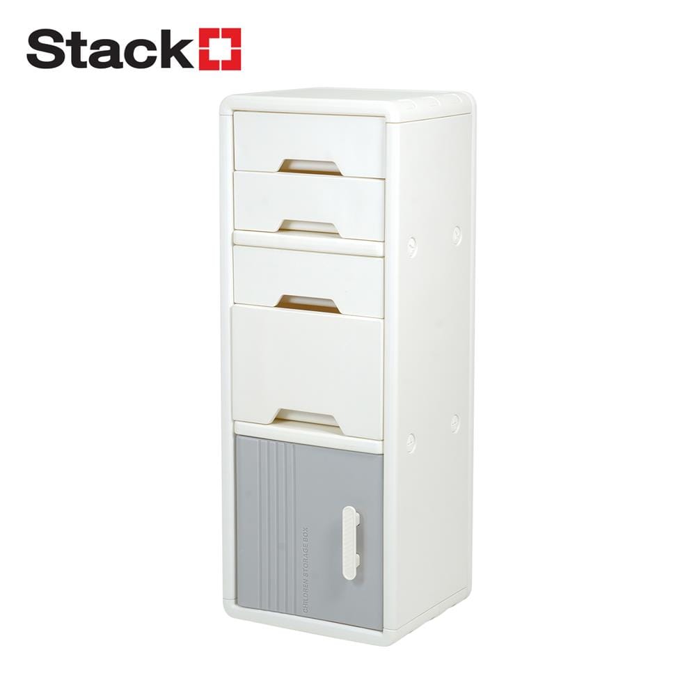 ตู้ลิ้นชัก 4 ชั้น 1 บาน STACKO KIDDY 40.5X32X108 ซม. สีขาว_1