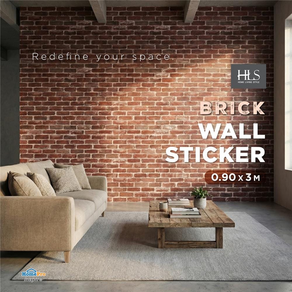 วอลล์สติกเกอร์ HOME LIVING STYLE BRICK 0.90X3 ม. สีน้ำตาล