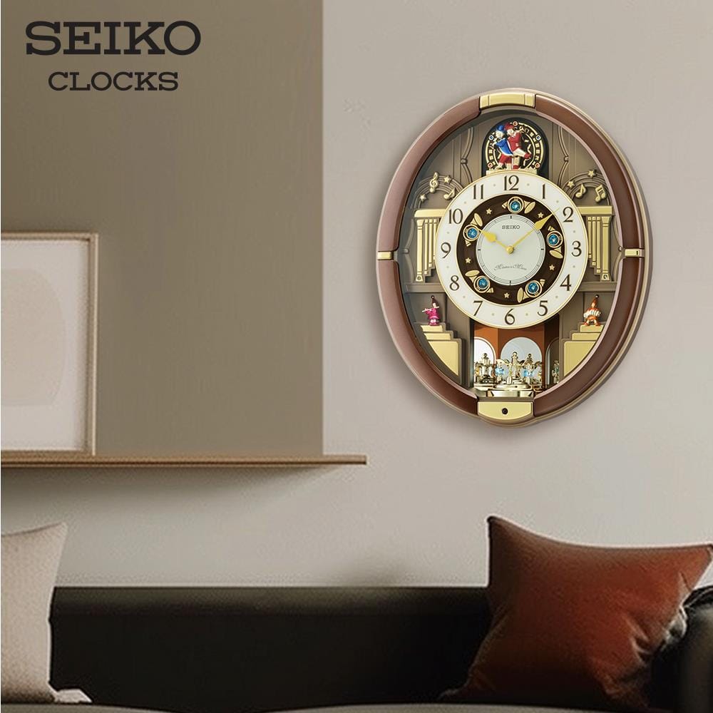 นาฬิกาแขวน SEIKO CLOCKS MELODY QXM384B 19X15.6 นิ้ว สีน้ำตาล