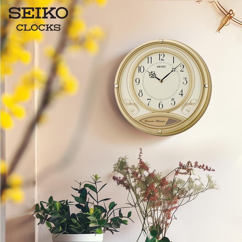 นาฬิกาแขวน SEIKO CLOCKS QXD213G 14.6 นิ้ว สีทอง