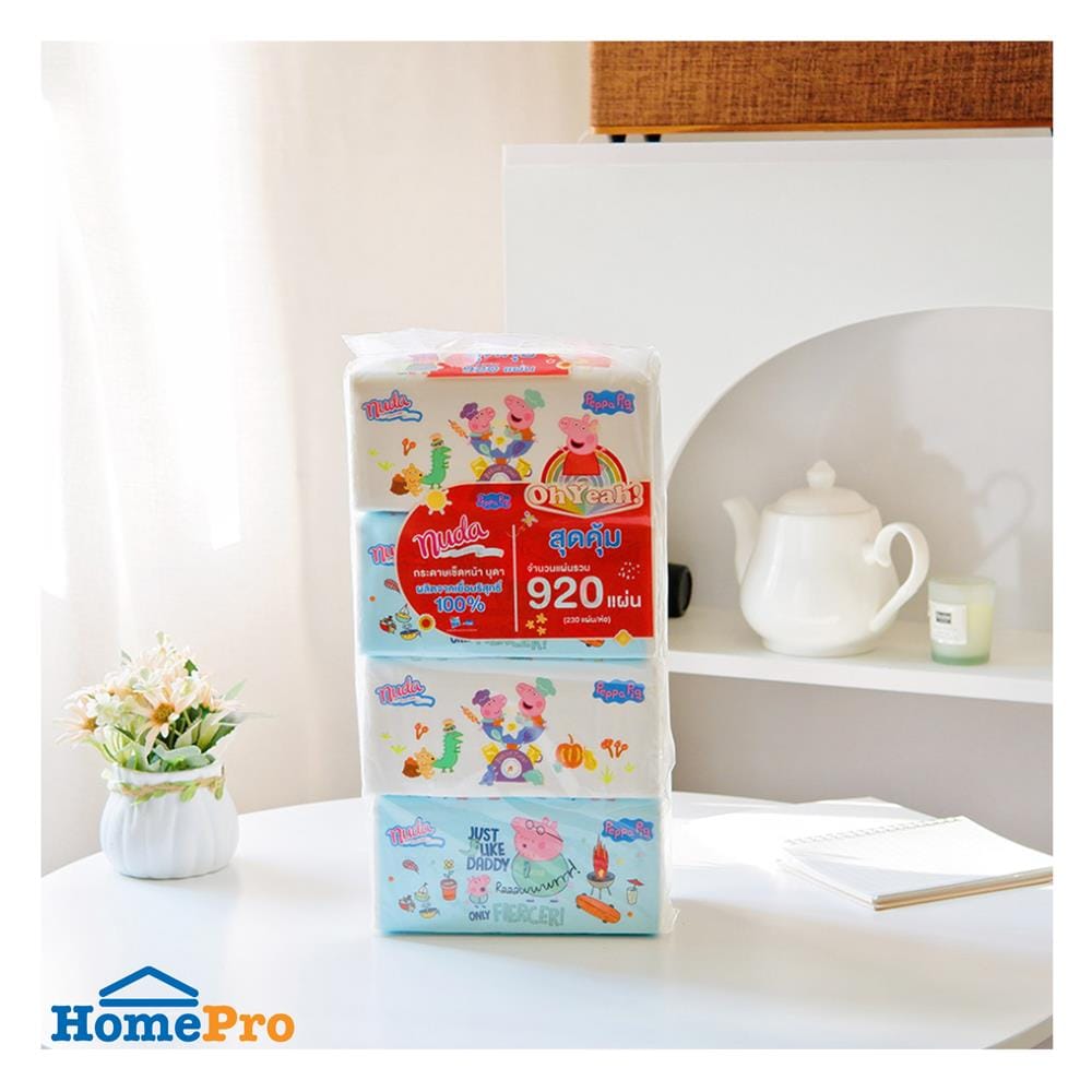 กระดาษเช็ดหน้า NUDA PEPPA PIG แพ็ก 4 ชิ้น