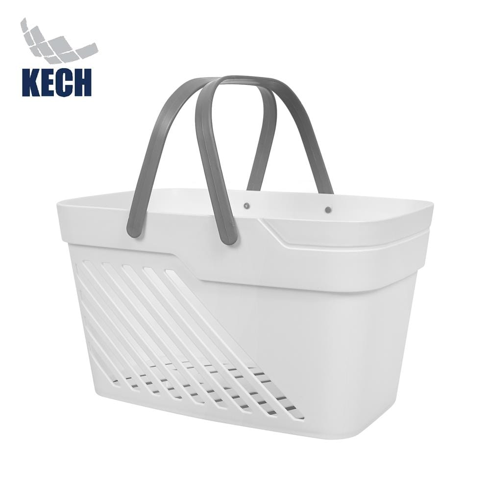 ตะกร้าพลาสติกเหลี่ยม มีหูหิ้ว KECH DAISY สีขาว