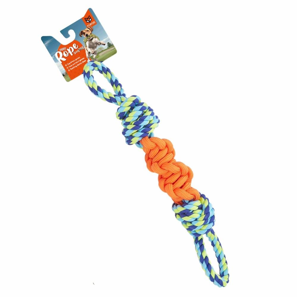 ของเล่นสุนัข FOFOS FLOSSY ROPE TUG สีฟ้า/ส้ม