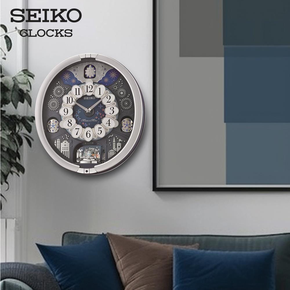 นาฬิกาแขวน SEIKO CLOCKS MELODY QXM379S 17.4X15.9 นิ้ว สีเทา