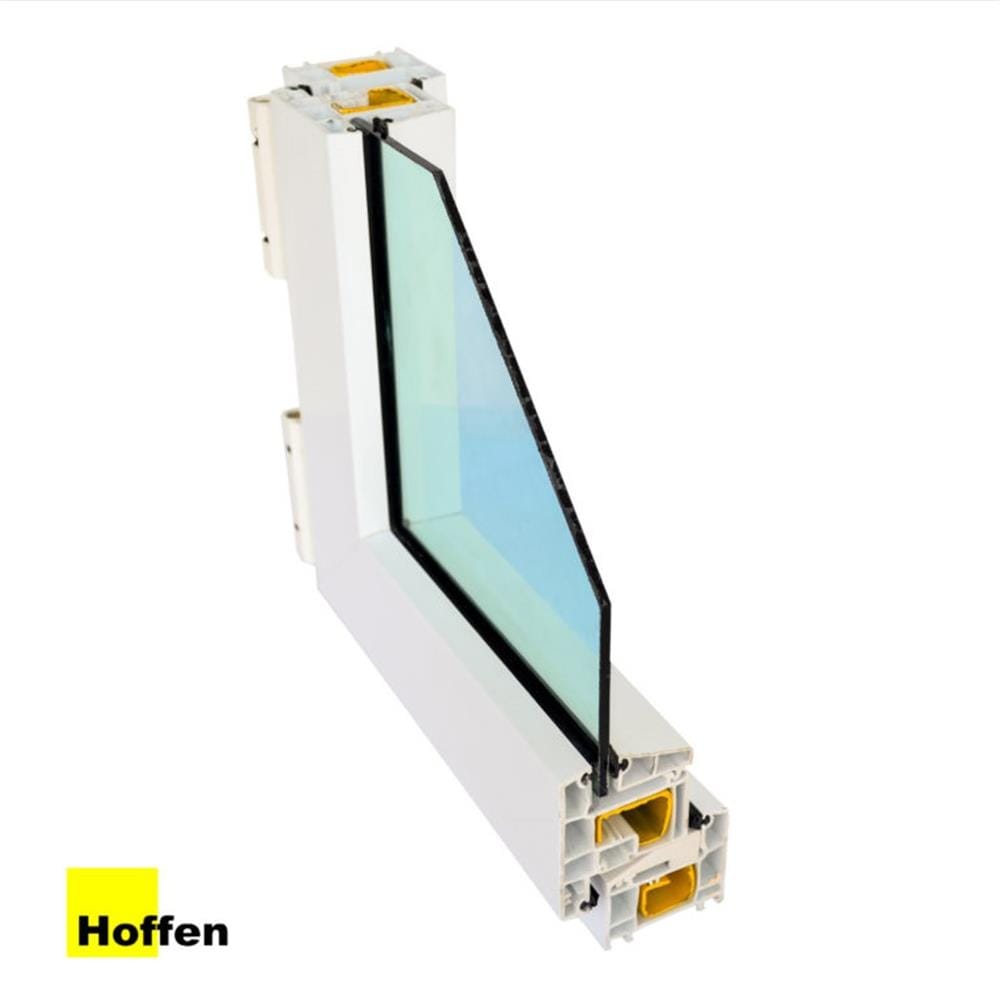 หน้าต่างบานเลื่อน UPVC เหล็กดัด HOFFEN 100x100 ซม. สีขาว