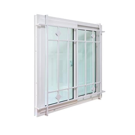 หน้าต่างบานเลื่อน UPVC เหล็กดัด HOFFEN 100x100 ซม. สีขาว_1