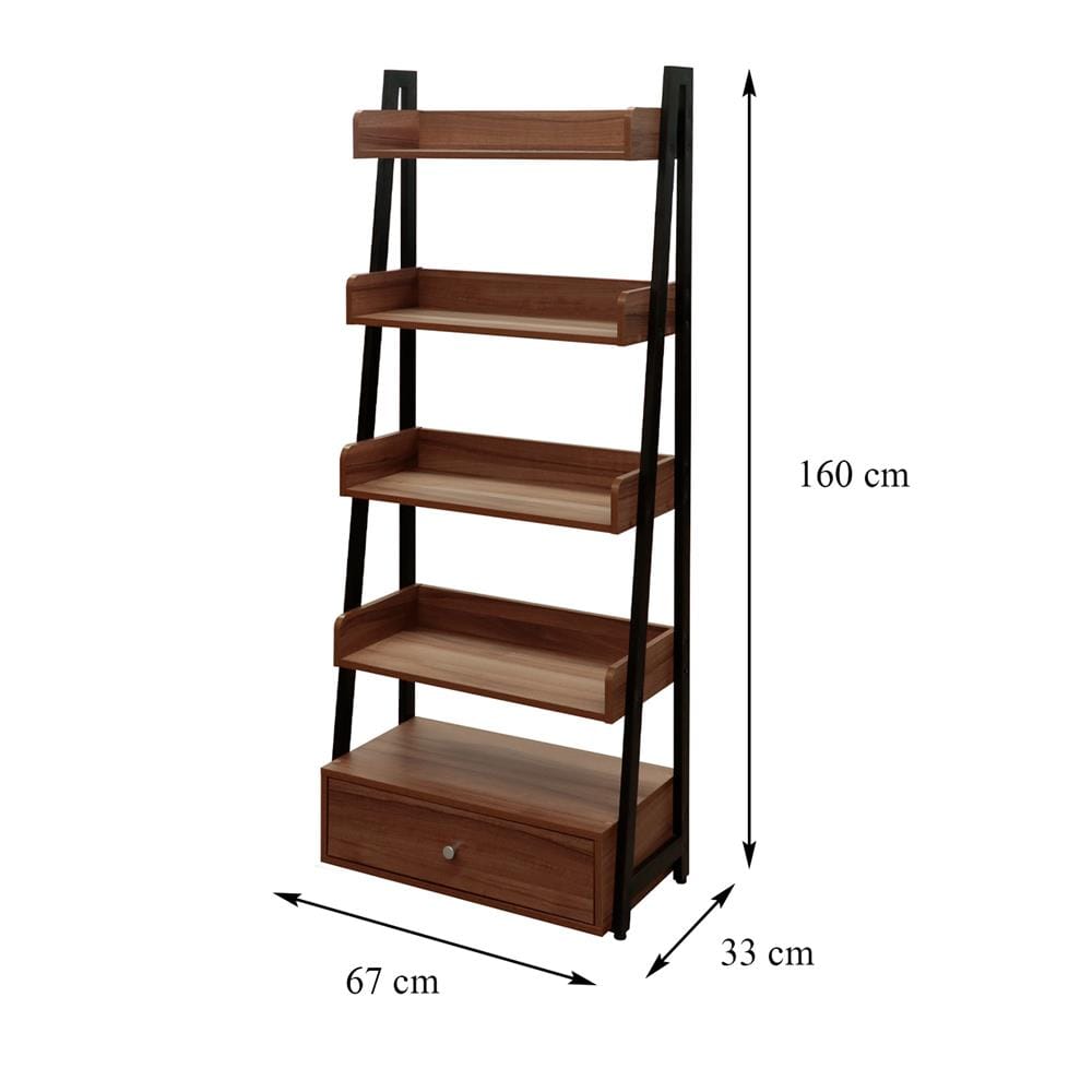 ชั้นวางของโล่ง 5 ชั้น 1 ลิ้นชัก FURDINI GEPPER 67 ซม. สีวอลนัท