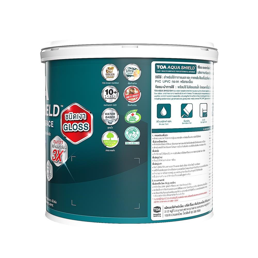 สีเคลือบเงา TOA AQUA SHIELD 2 IN 1 BASE C เงา 3.5 ลิตร