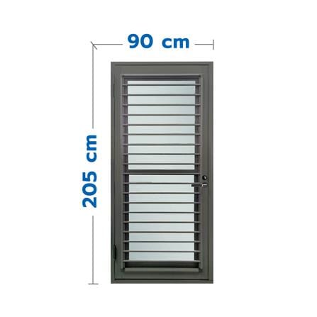ชุดประตูบานเปิด ระบายอากาศ อะลูมิเนียม SANKYOALUMI J-TRUST VENTILATION 90x205 ซม. สีเทาซาฮาร่า พร้อมชุดวงกบ-บานพับ-ลูกบิด-โช้ค_0