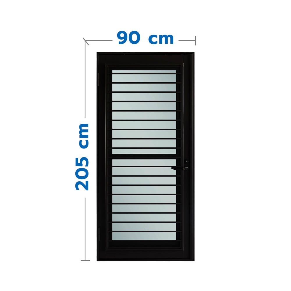 ชุดประตูบานเปิด ระบายอากาศ อะลูมิเนียม SANKYOALUMI J-TRUST VENTILATION 90x205 ซม. สีดำ พร้อมชุดวงกบ-บานพับ-ลูกบิด-โช้ค