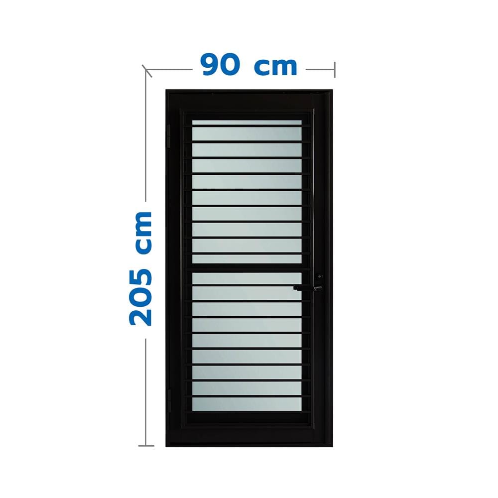 ชุดประตูบานเปิด ระบายอากาศ อะลูมิเนียม SANKYOALUMI J-TRUST VENTILATION 90x205 ซม. สีดำ พร้อมชุดวงกบ-บานพับ-ลูกบิด-โช้ค_1