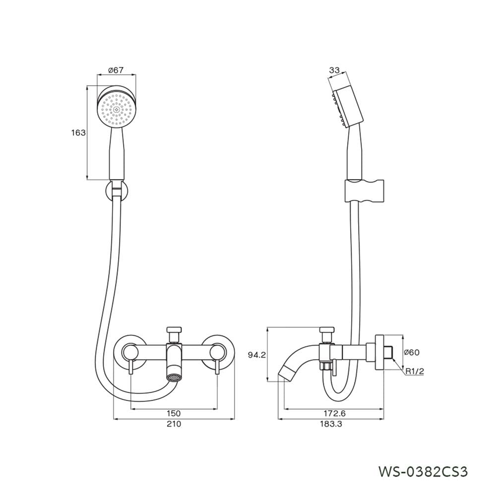 ก๊อกผสมอ่างอาบ WS WS-0382CS3