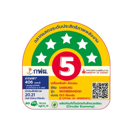 เครื่องซักอบผ้าฝาหน้า SAMSUNG WD13BB944DGHST 13/8 กก. 1400RPM อินเวอร์เตอร์ สีขาว_4