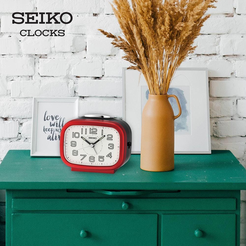นาฬิกาปลุก SEIKO CLOCKS QHK060R 3.89X3.3 นิ้ว สีแดง