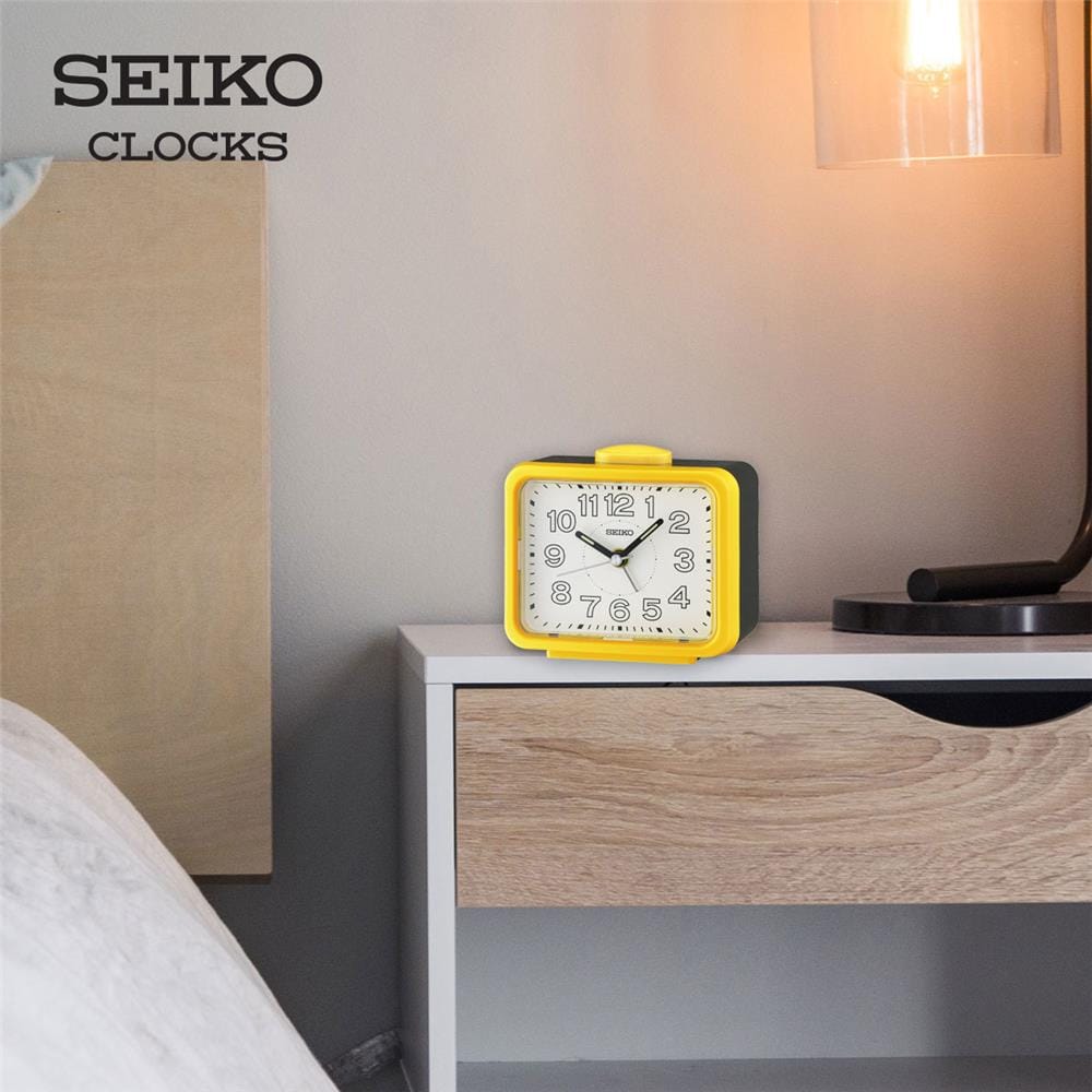 นาฬิกาปลุก SEIKO CLOCKS QHK061Y 3.38X4.29 นิ้ว สีเหลือง