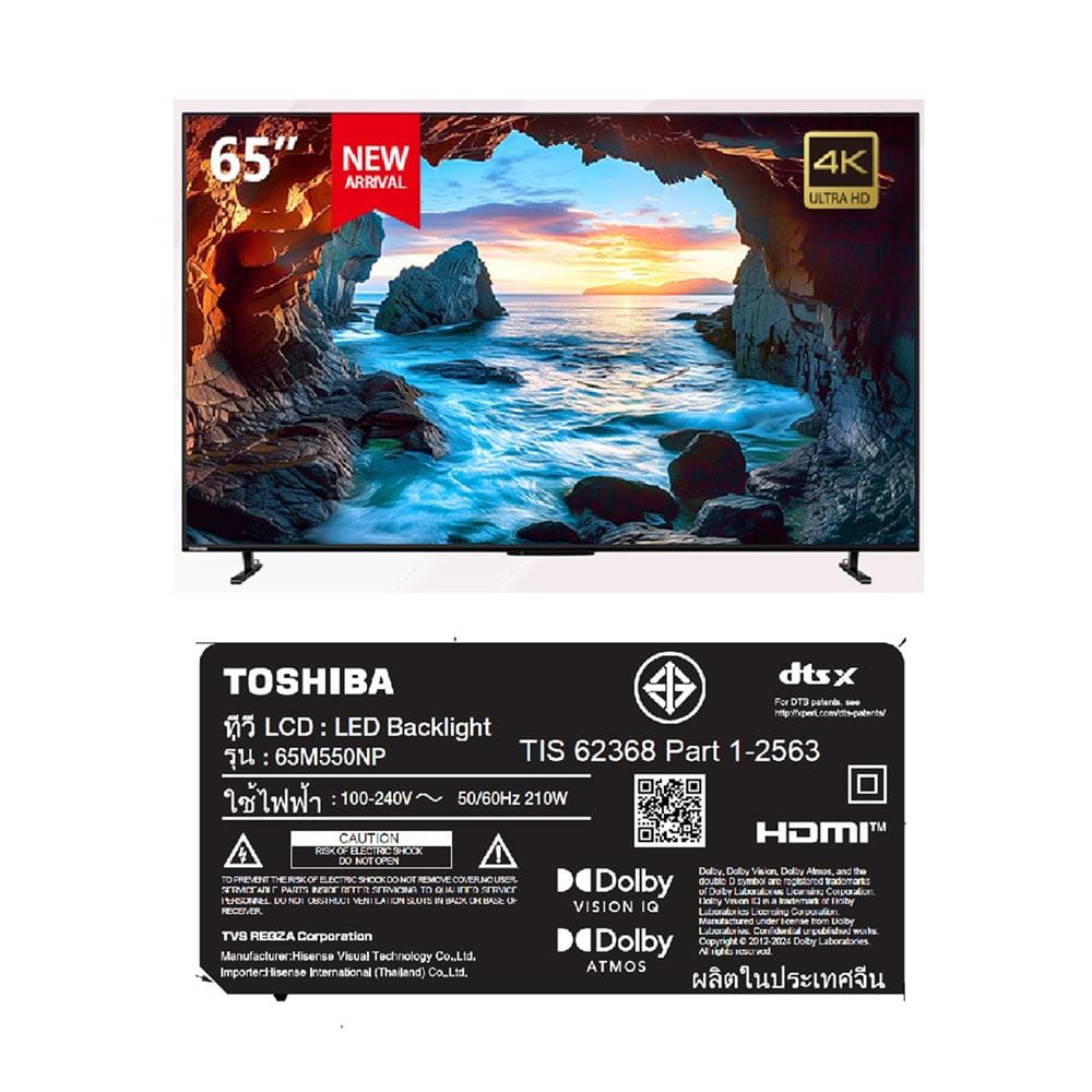 ทีวีคิวแอลอีดี 65 นิ้ว TOSHIBA (4K, QLED, GOOGLE TV) 65M550NP