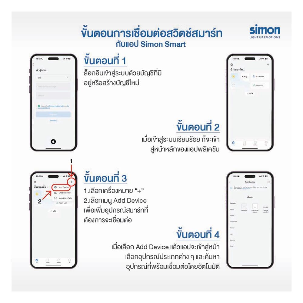 สวิตซ์ไฟอัจฉริยะ 3 ช่อง SIMON SIM52S-03-IOTTE-WH สีขาว