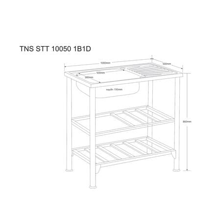 ซิงค์ขาตั้ง 1 หลุม 1 ที่พัก TECNOSTAR STT 100 สีเงิน_4