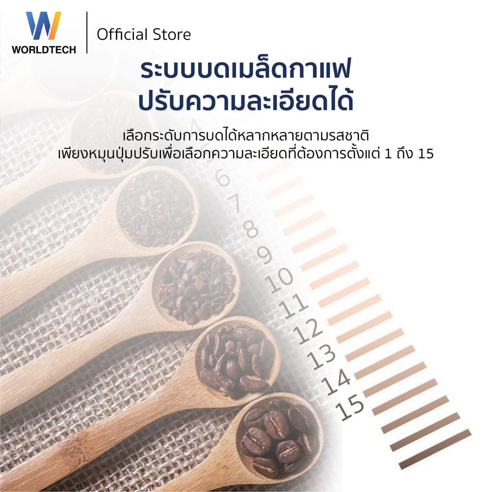 เครื่องชงกาแฟอัตโนมัติ WORLDTECH WT-CM501 สีดำ