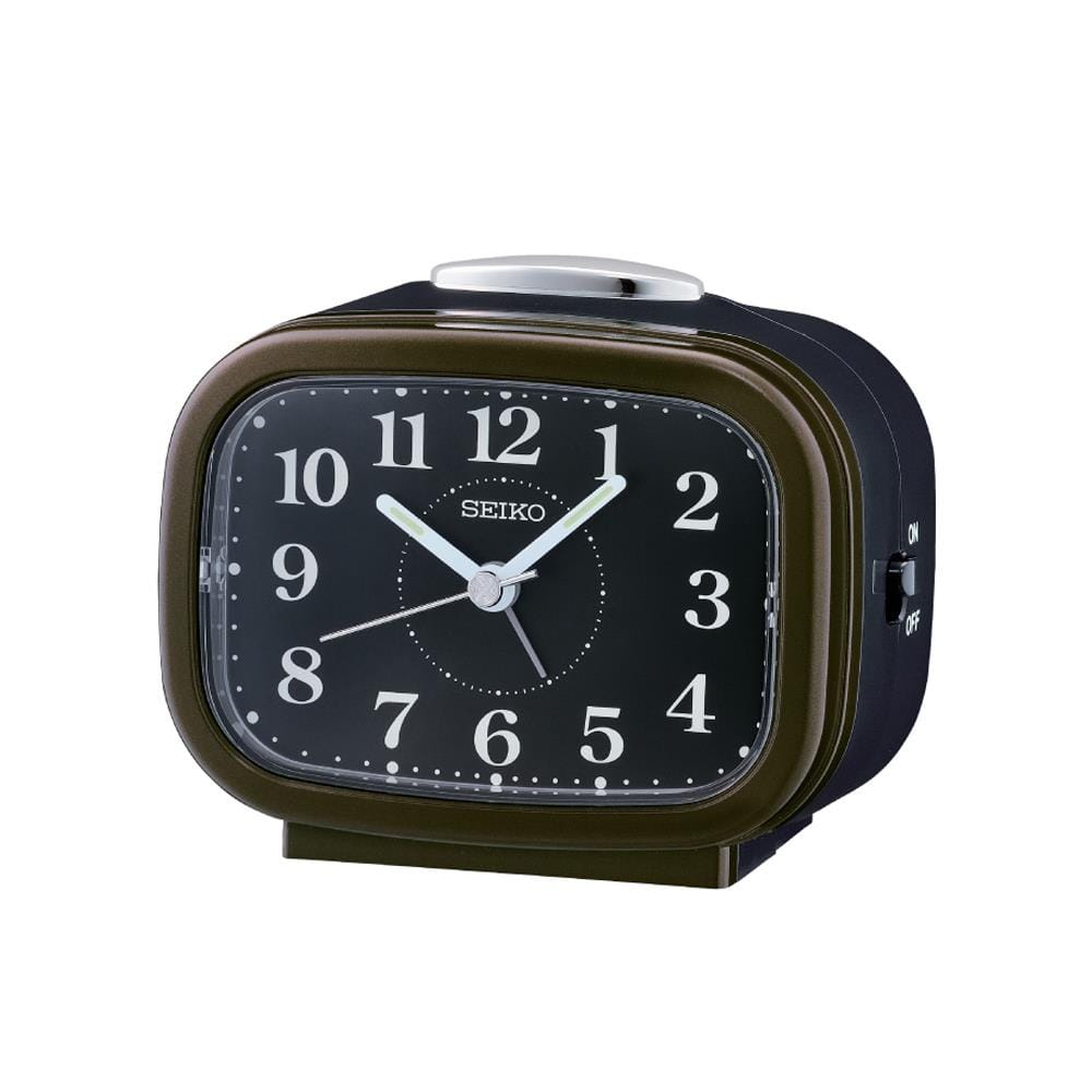 นาฬิกาปลุก SEIKO CLOCKS QHK060B 3.89X3.3 นิ้ว สีน้ำตาล