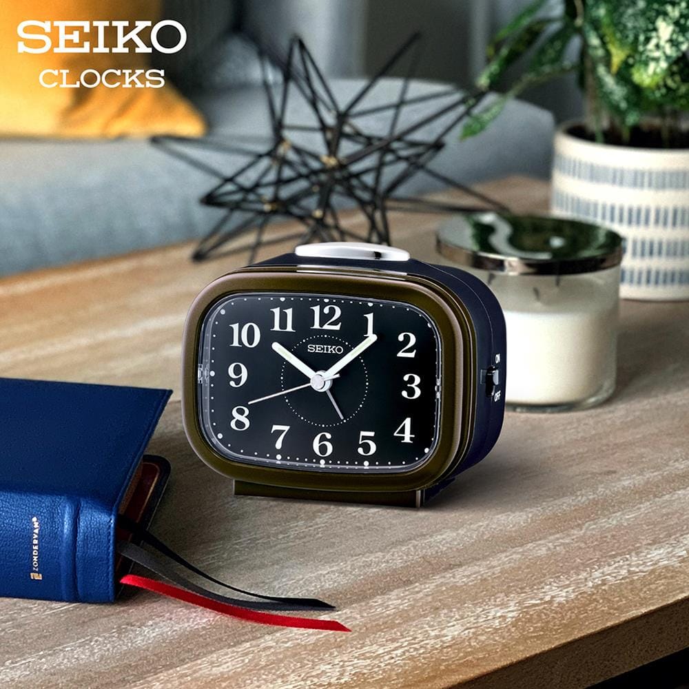 นาฬิกาปลุก SEIKO CLOCKS QHK060B 3.89X3.3 นิ้ว สีน้ำตาล