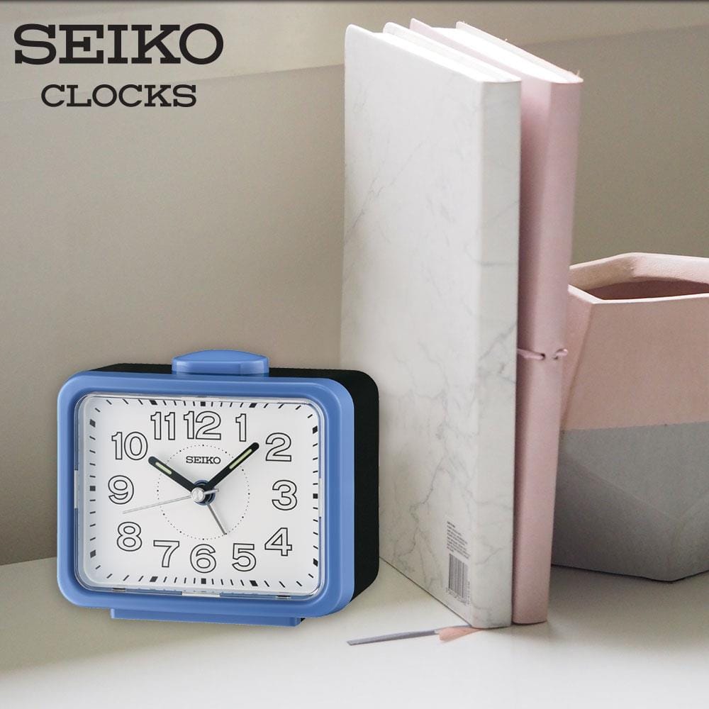 นาฬิกาปลุก SEIKO CLOCKS QHK061L 3.38X4.29 นิ้ว สีฟ้า