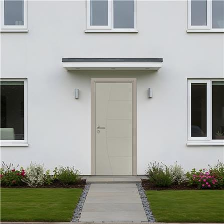 ประตูภายนอก UPVC เจาะลูกบิด MODERNWOOD MWN024 80x200 ซม. สีเบจ_2