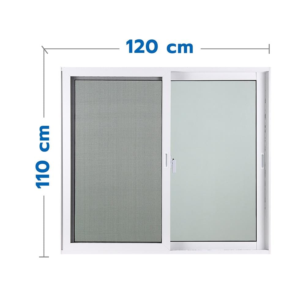 หน้าต่างบานเลื่อน อะลูมิเนียม S-S มุ้ง AZLE PLUS 120x110 ซม. สีขาว