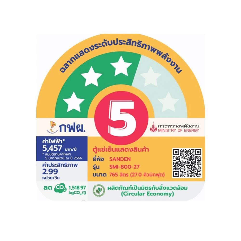 ตู้เครื่องดื่ม 2 ประตู SANDEN SMI-800 27 คิว สีขาว