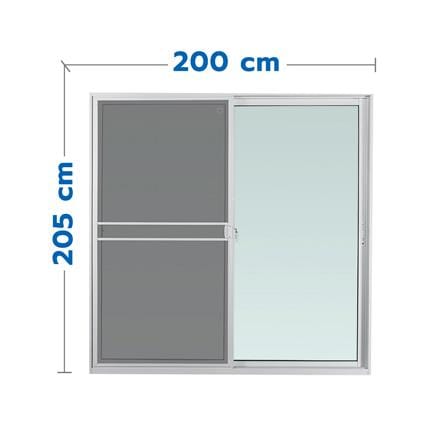 ประตูบานเลื่อน อะลูมิเนียม S-S มุ้ง AZLE PLUS 200x205 ซม. สีขาว_0